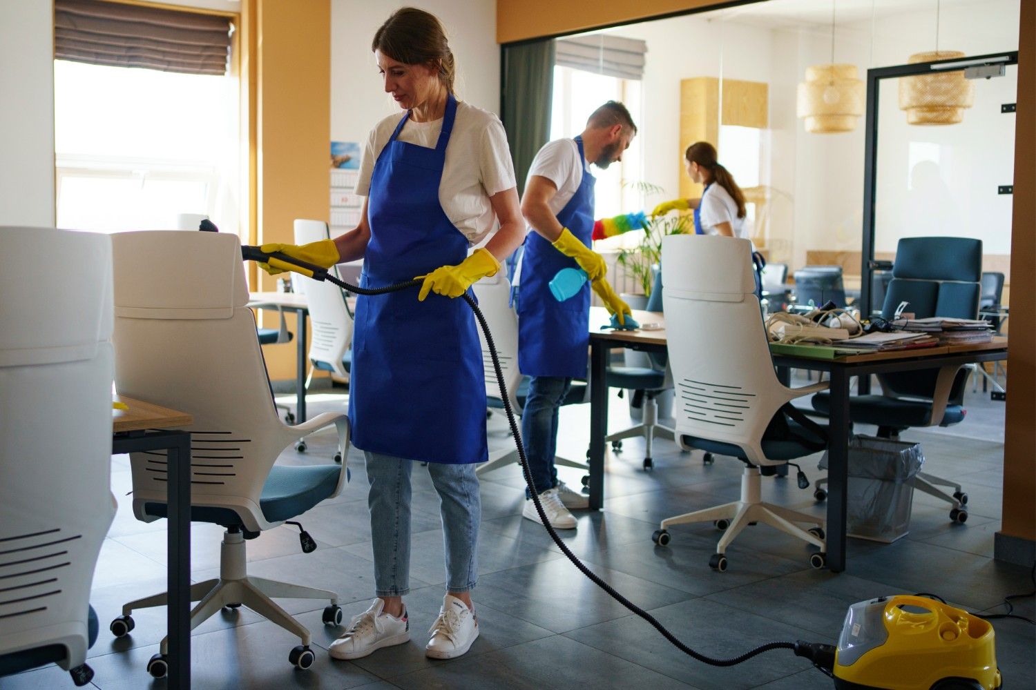 full shot people cleaning office2 2