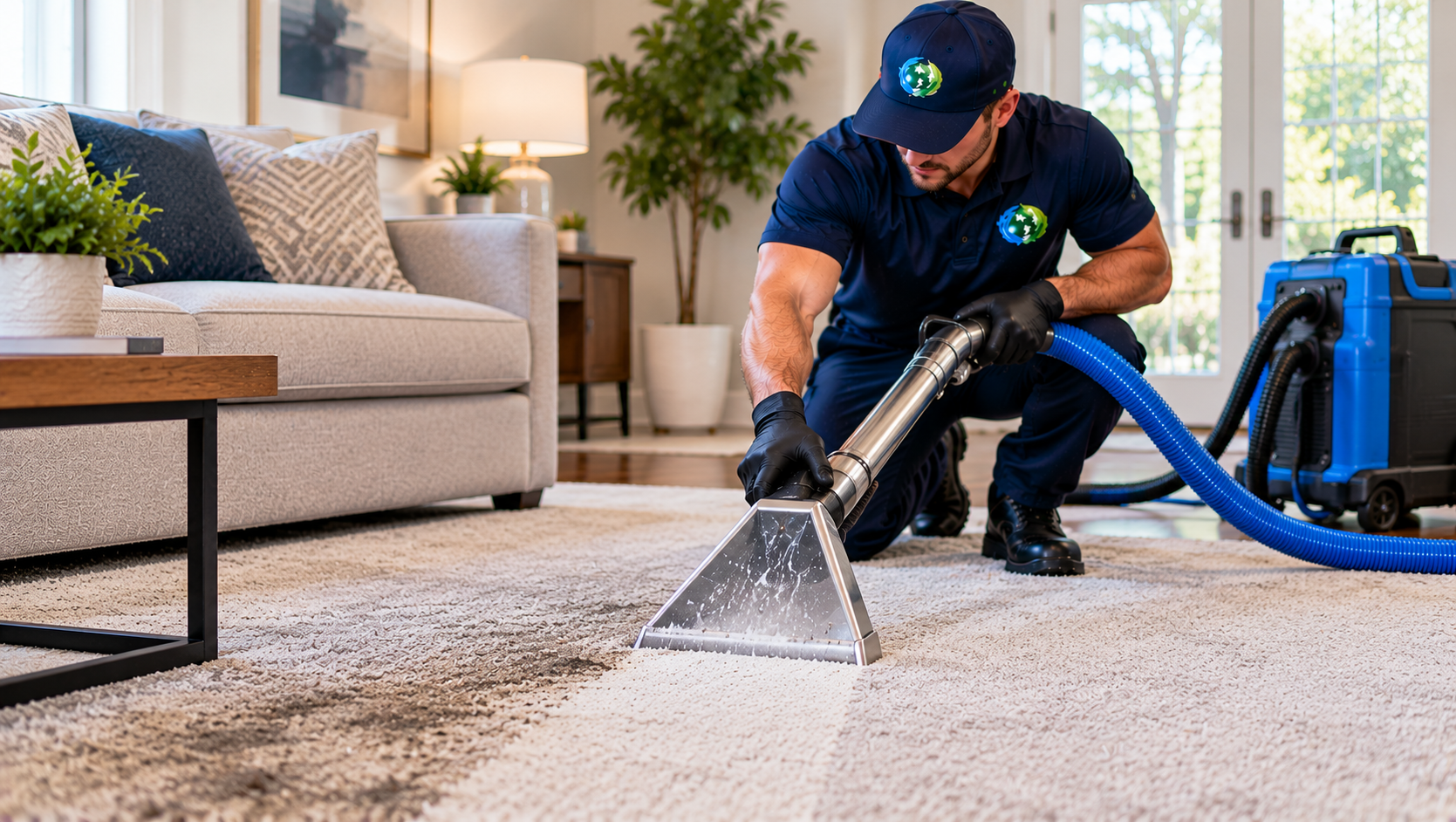 Professional carpet cleaning service in Utah showing carpet cleaning cost and deep cleaning for residential carpets.