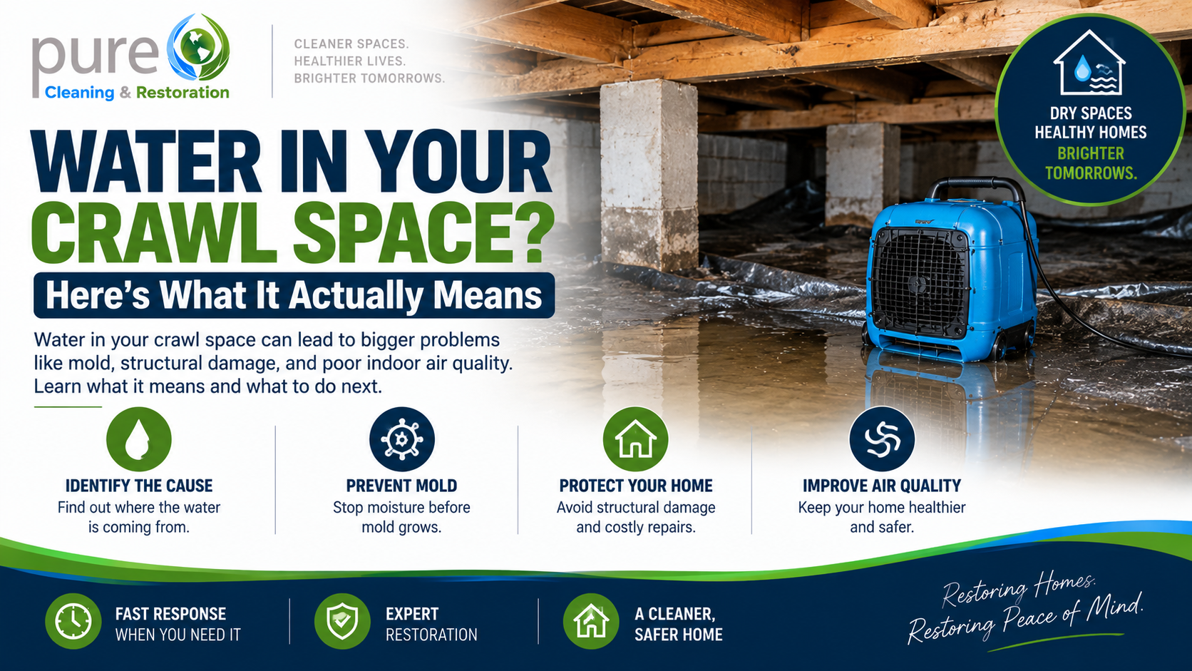 Water in crawl space with professional water damage restoration in Utah
