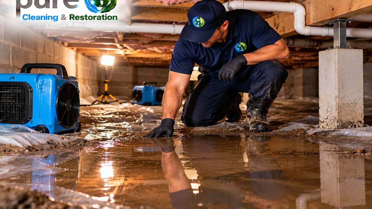 Water in crawl space with professional water damage restoration in Utah